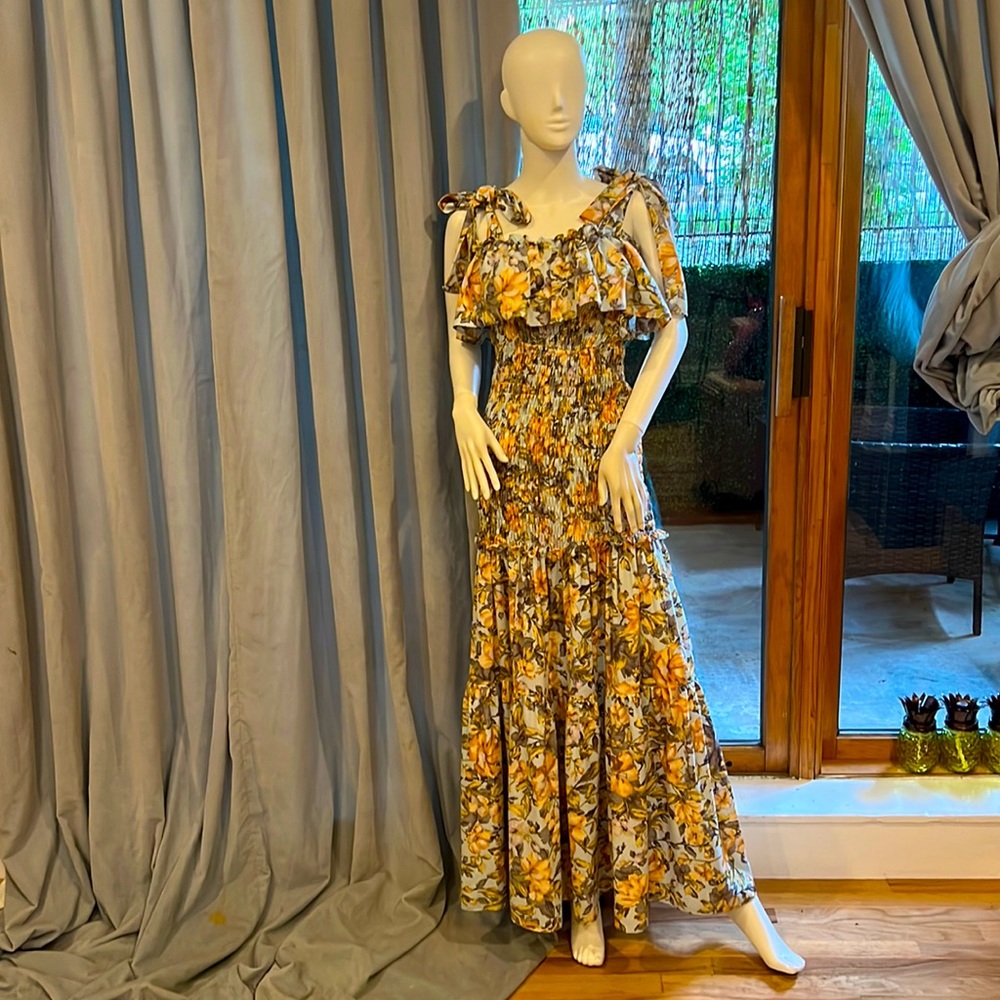 Akira Floral Maxi Strapless Gown.